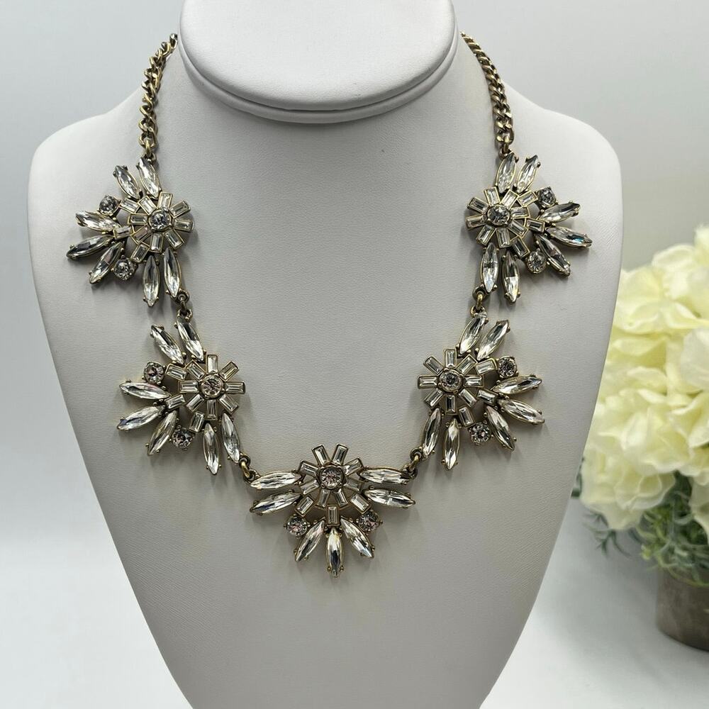 J. Crew Clear Spear Prong Set Faceted Rhinestone‎ Statement
Necklace
